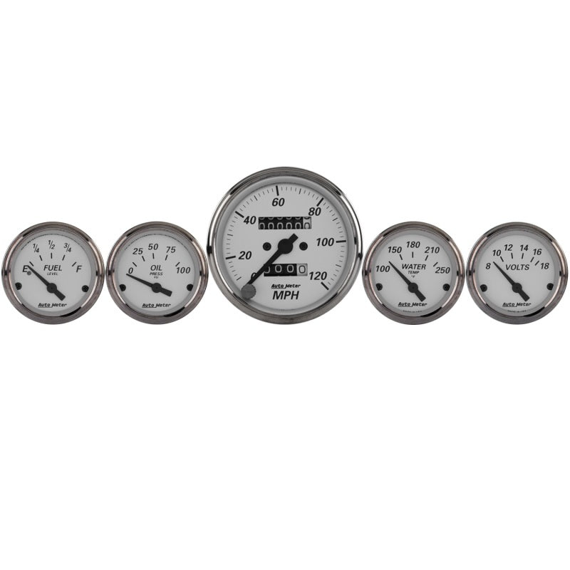 5 PC. GAUGE KIT, 3-1/8" & 2-1/16", MECH. SPEEDOMETER, AMERICAN PLATINUM