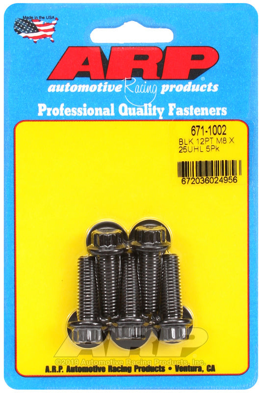 ARP 671-1002 M8 X 1.25 X 25 12PT Black Oxide Bolts