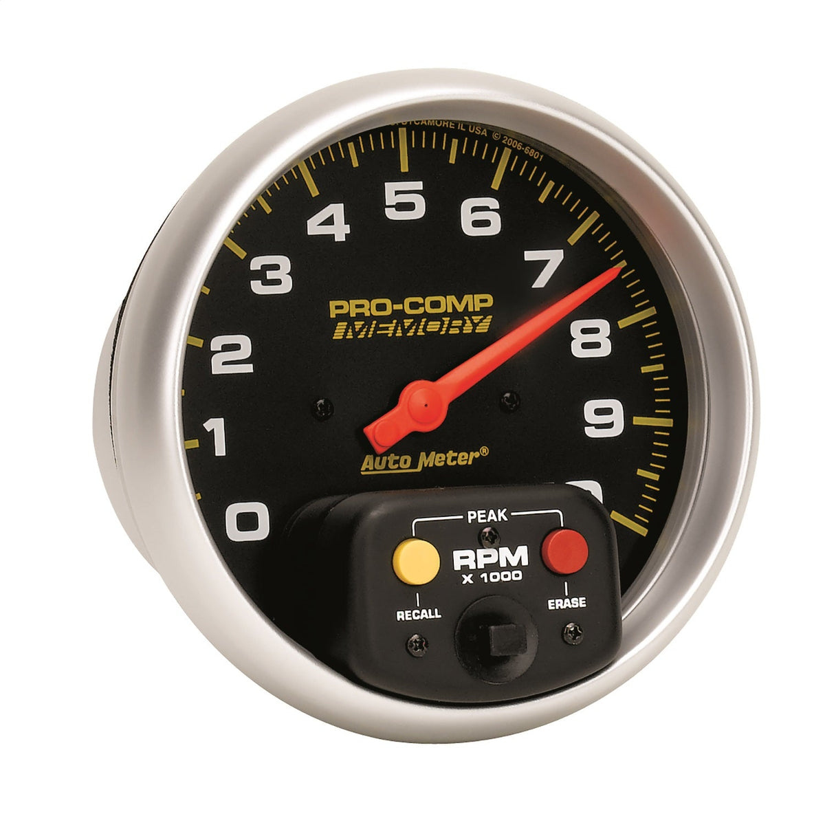 TACHOMETER, 5", 0-10,000 RPM, IN-DASH W/PEAK MEMORY, PRO-COMP
