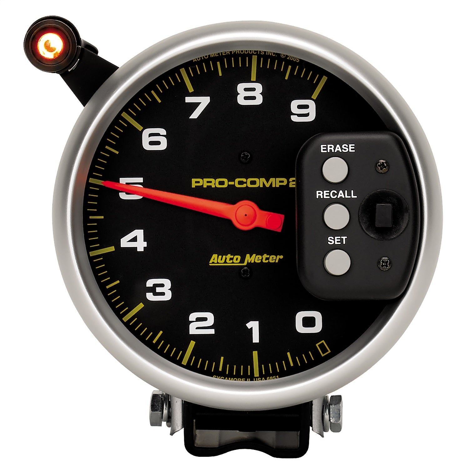 5" TACHOMETER, 0-9000 RPM, PEDESTAL W/ QUICK LITE & PEAK MEMORY, PRO-COMP