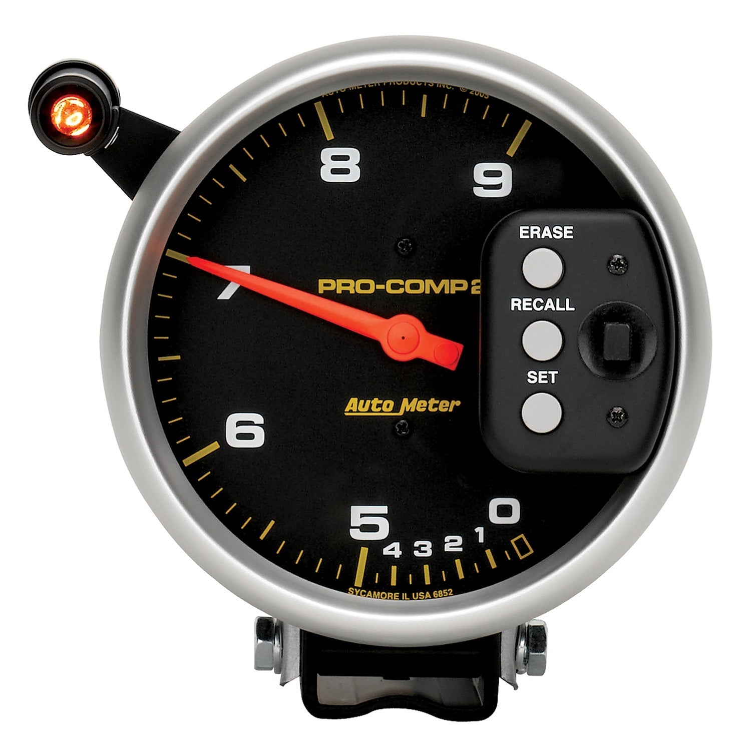 5" TACHOMETER, 0-9000 RPM, PEDESTAL DUAL RANGE W/ QUICK LITE & PEAK MEMORY, PRO-COMP