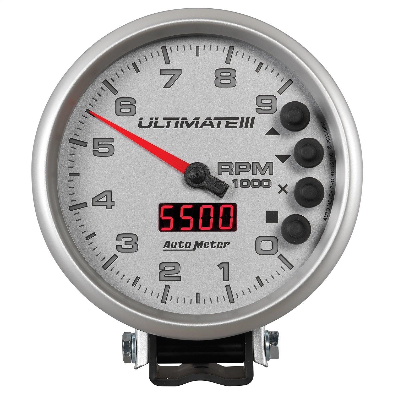 5" TACHOMETER, 0-9000 RPM, PEDESTAL, ULTIMATE III PLAYBACK, SILVER