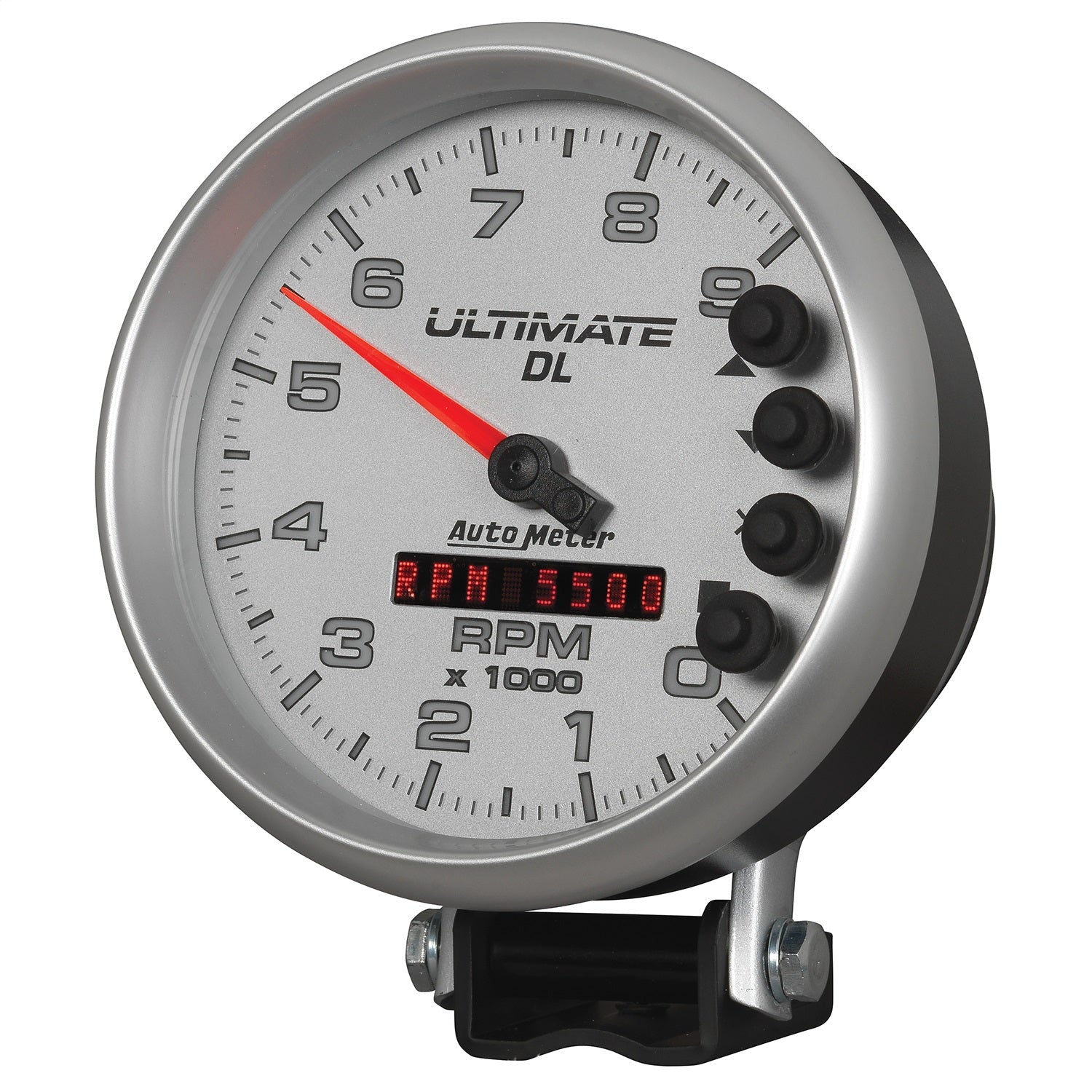 5" TACHOMETER, 0-9000 RPM, PEDESTAL, ULTIMATE DL PLAYBACK, SILVER