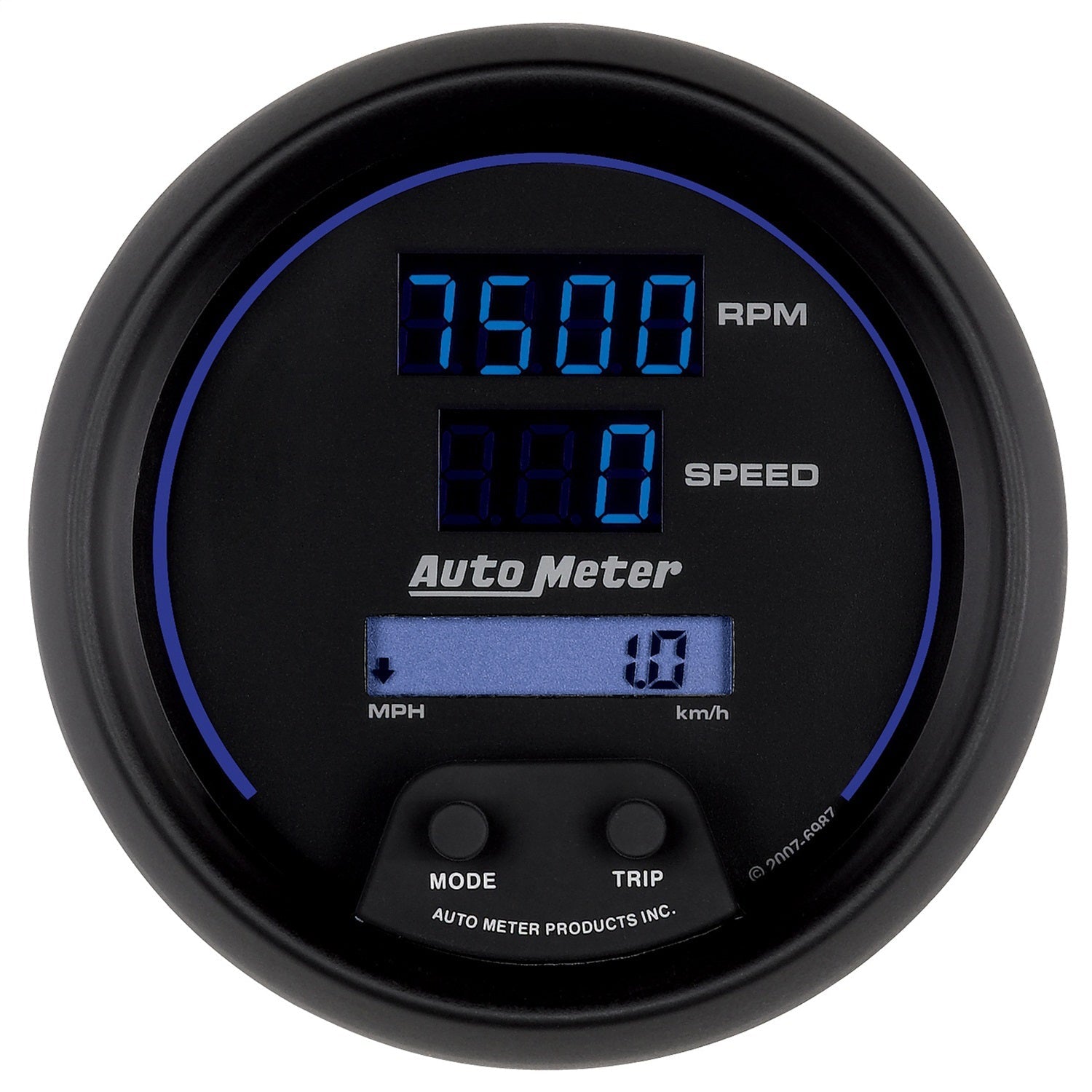 3-3/8" TACHOMETER/SPEEDOMETER COMBO, 10K RPM/260 MPH/260 KM/H, COBALT DIGITAL