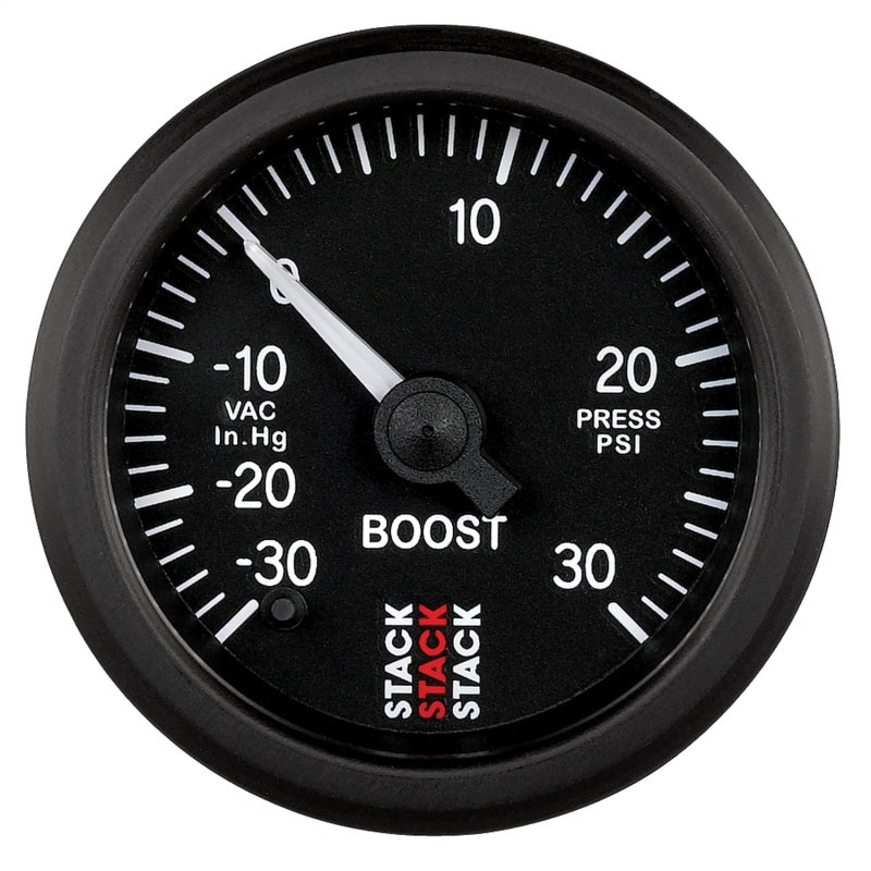 52MM, BOOST PRESS, PRO STEPPER,, BLK, -30INHG TO +30PSI, INCL. T-FITTING