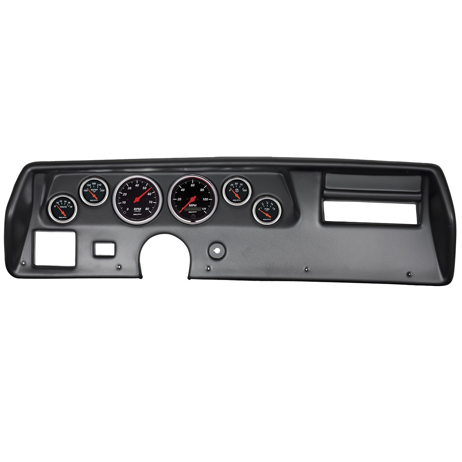 6 GAUGE DIRECT-FIT DASH KIT, CHEVELLE / EL CAMINO / MALIBU 70-72, DESIGNER BLACK