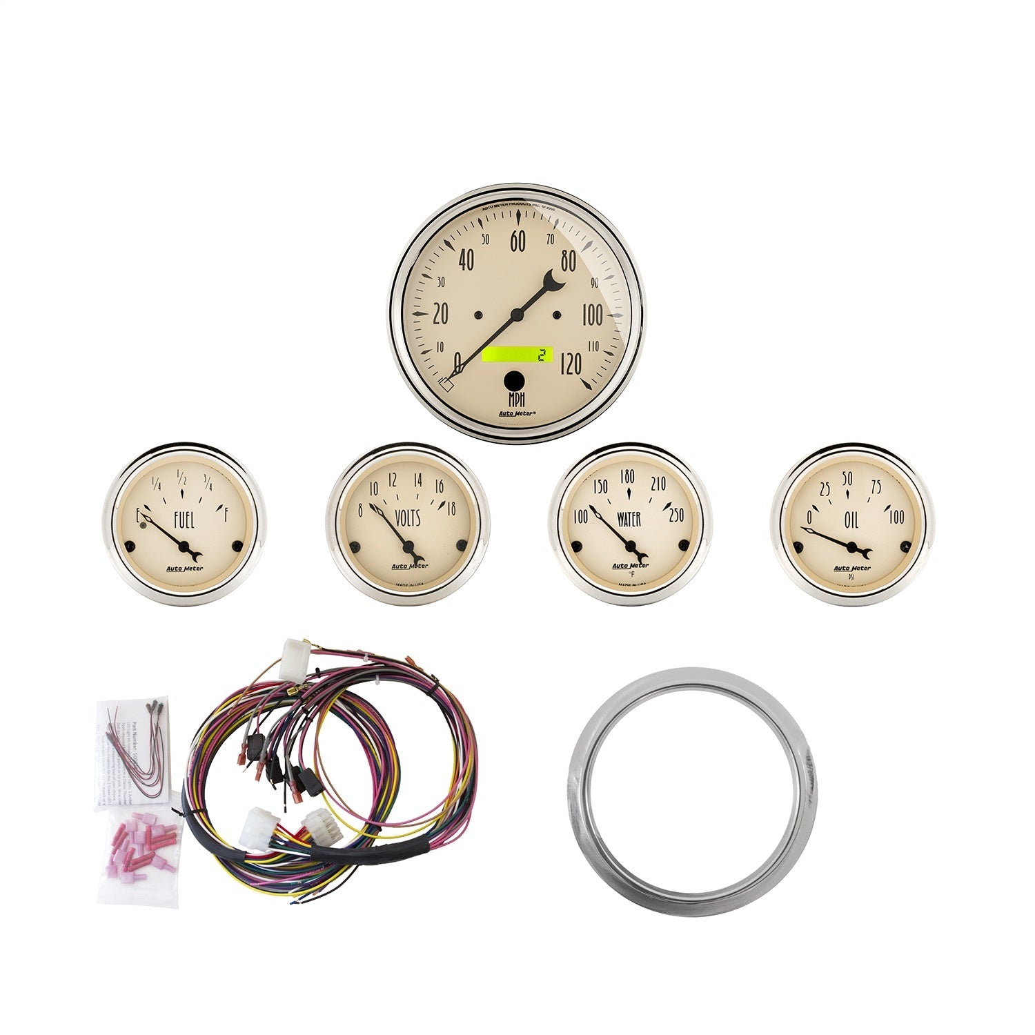 5 GAUGE DIRECT-FIT DASH KIT, CHEVY CAR 59-60, ANTIQUE BEIGE