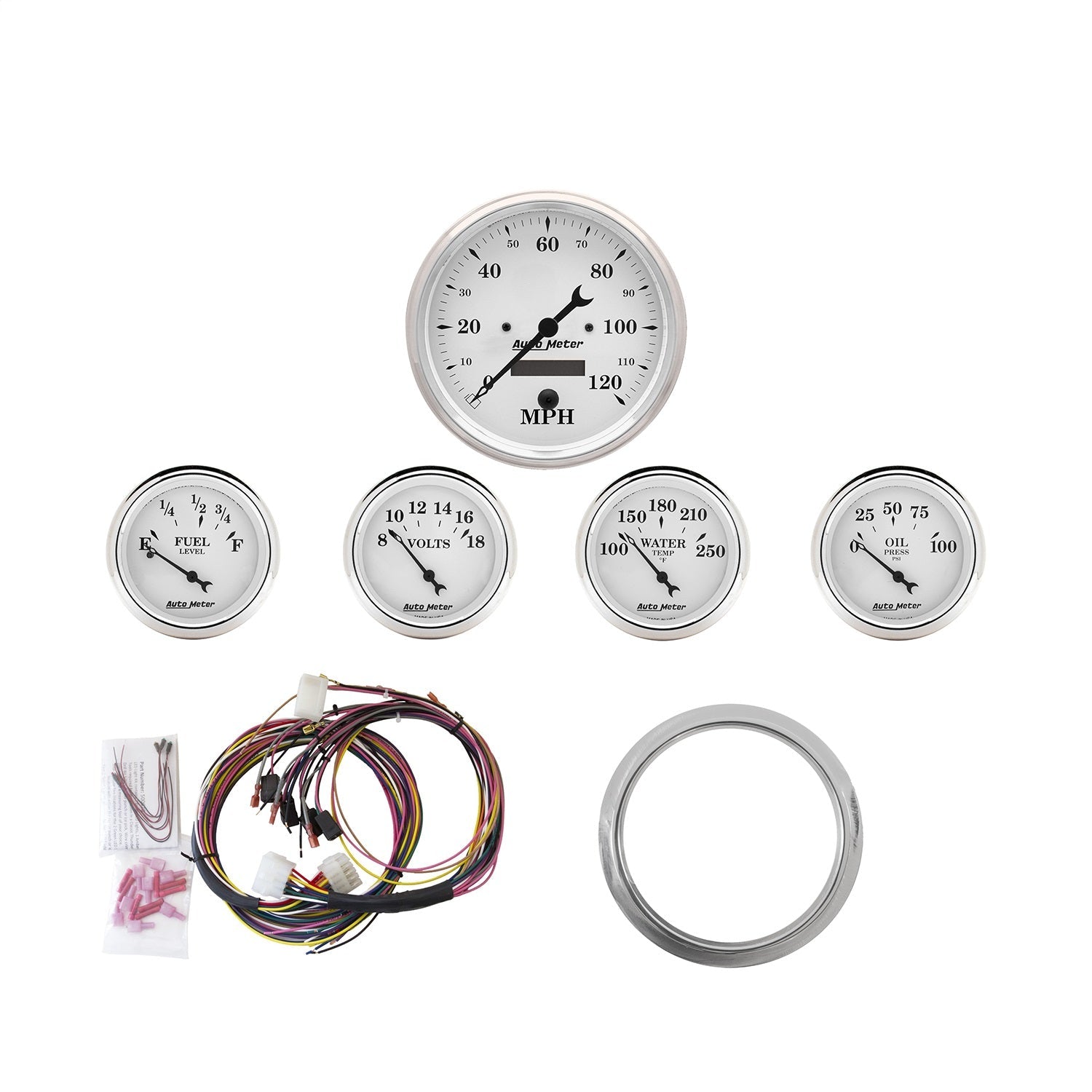 5 GAUGE DIRECT-FIT DASH KIT, CHEVY CAR 59-60, OLD TYME WHITE