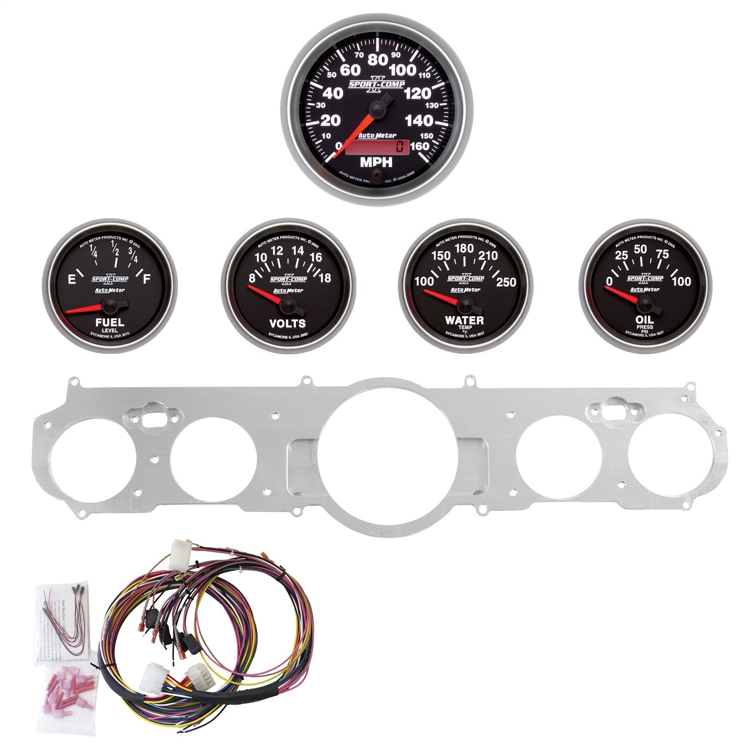 5 GAUGE DIRECT-FIT DASH KIT, MUSTANG 65-66, SPORT-COMP II