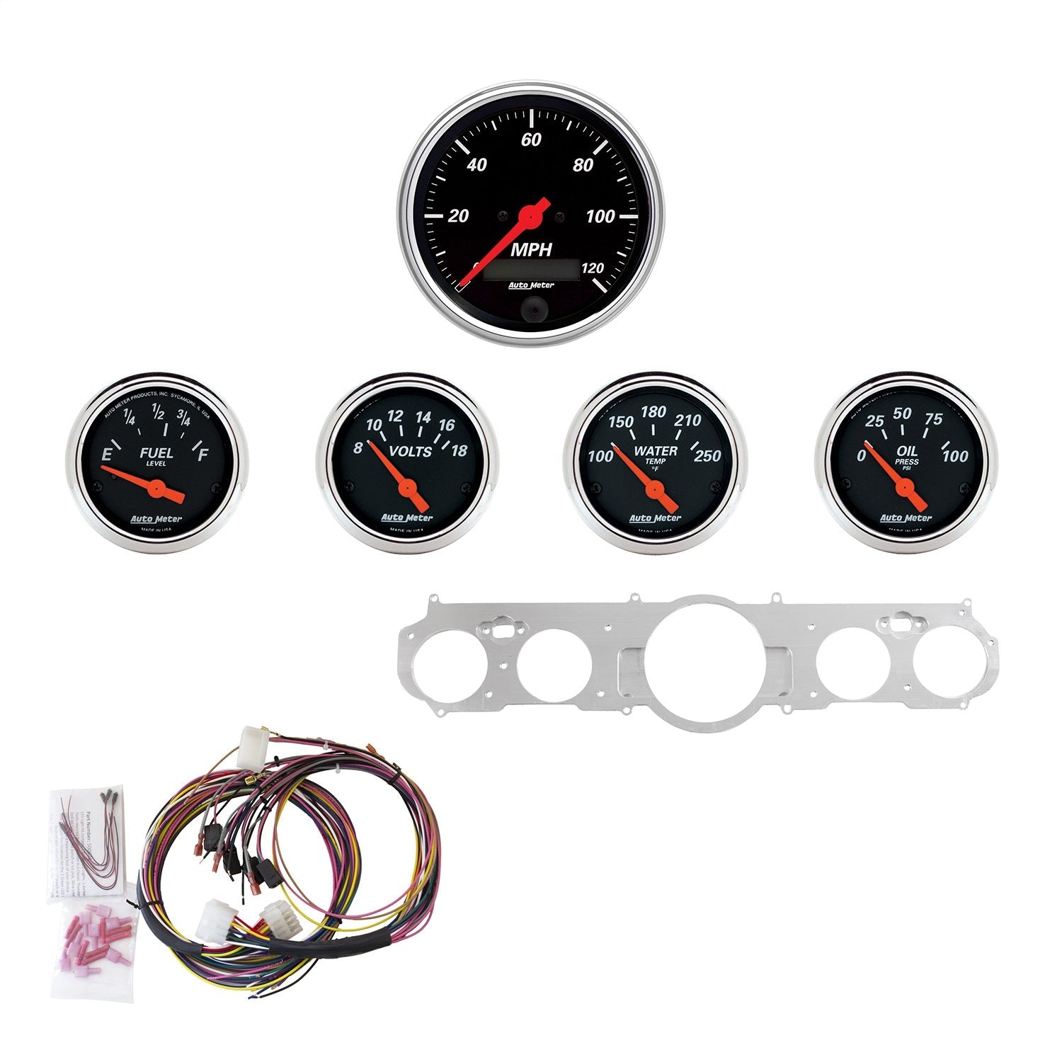 5 GAUGE DIRECT-FIT DASH KIT, MUSTANG 65-66, DESIGNER BLACK