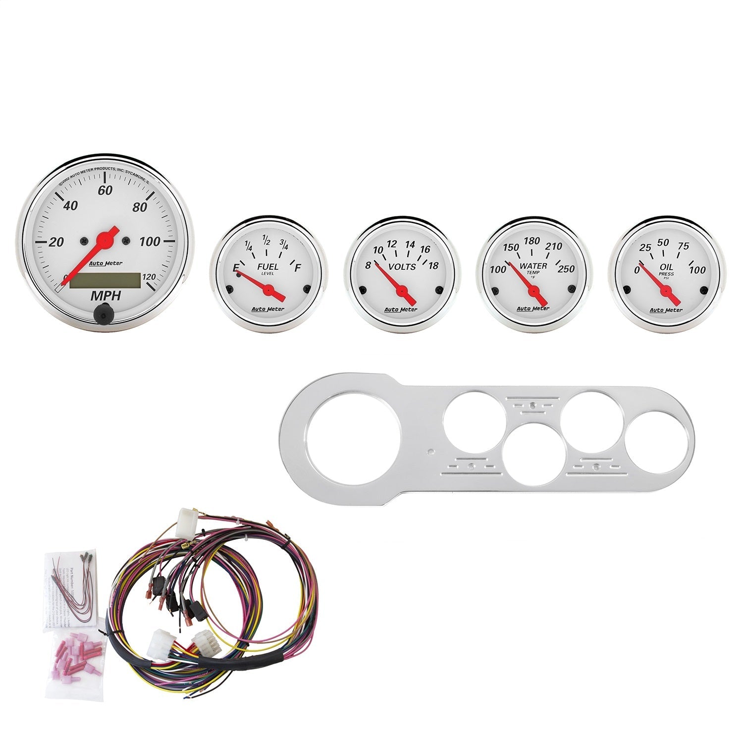 5 GAUGE DIRECT-FIT DASH KIT, CHEVY CAR 53-54, ARCTIC WHITE