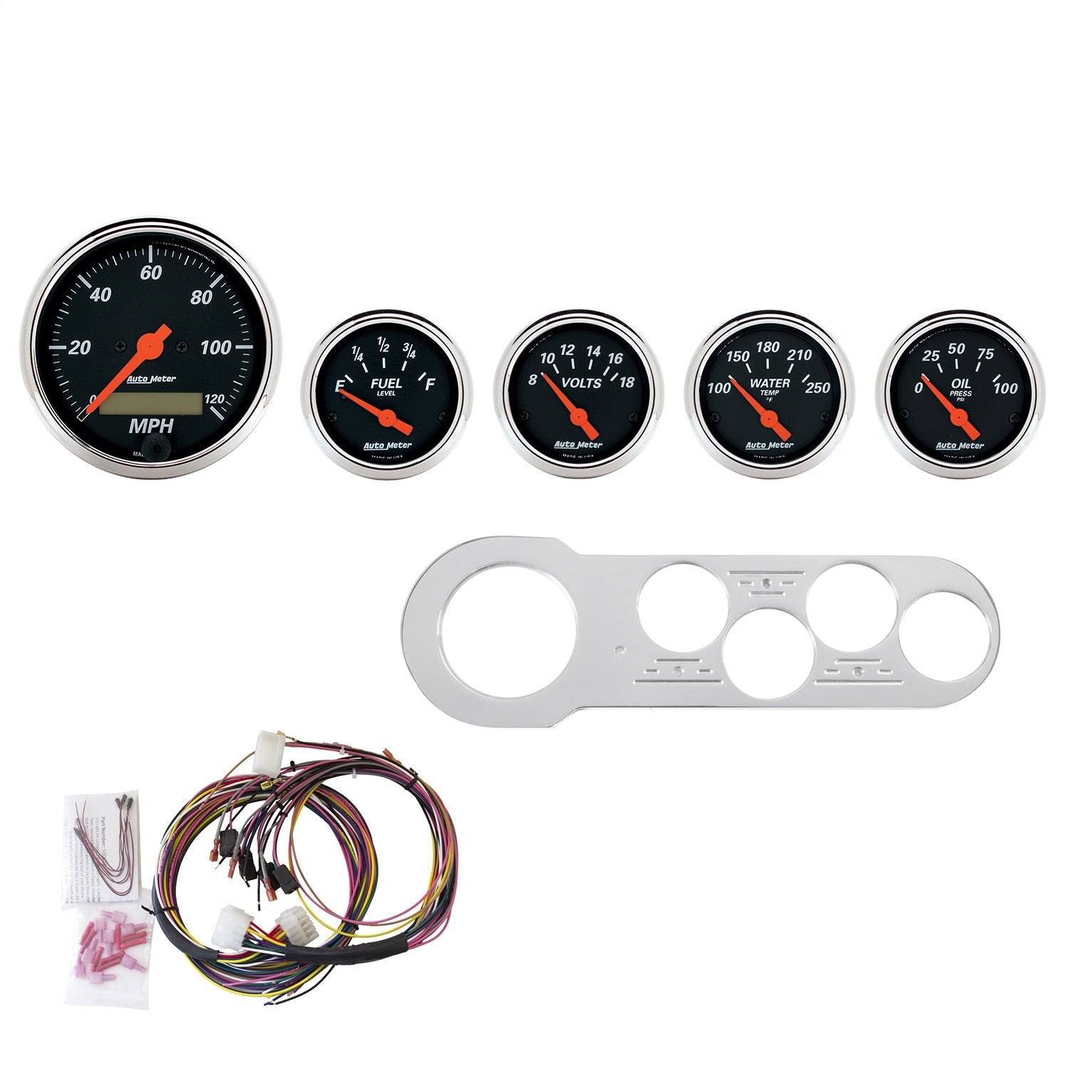 5 GAUGE DIRECT-FIT DASH KIT, CHEVY CAR 53-54, DESIGNER BLACK