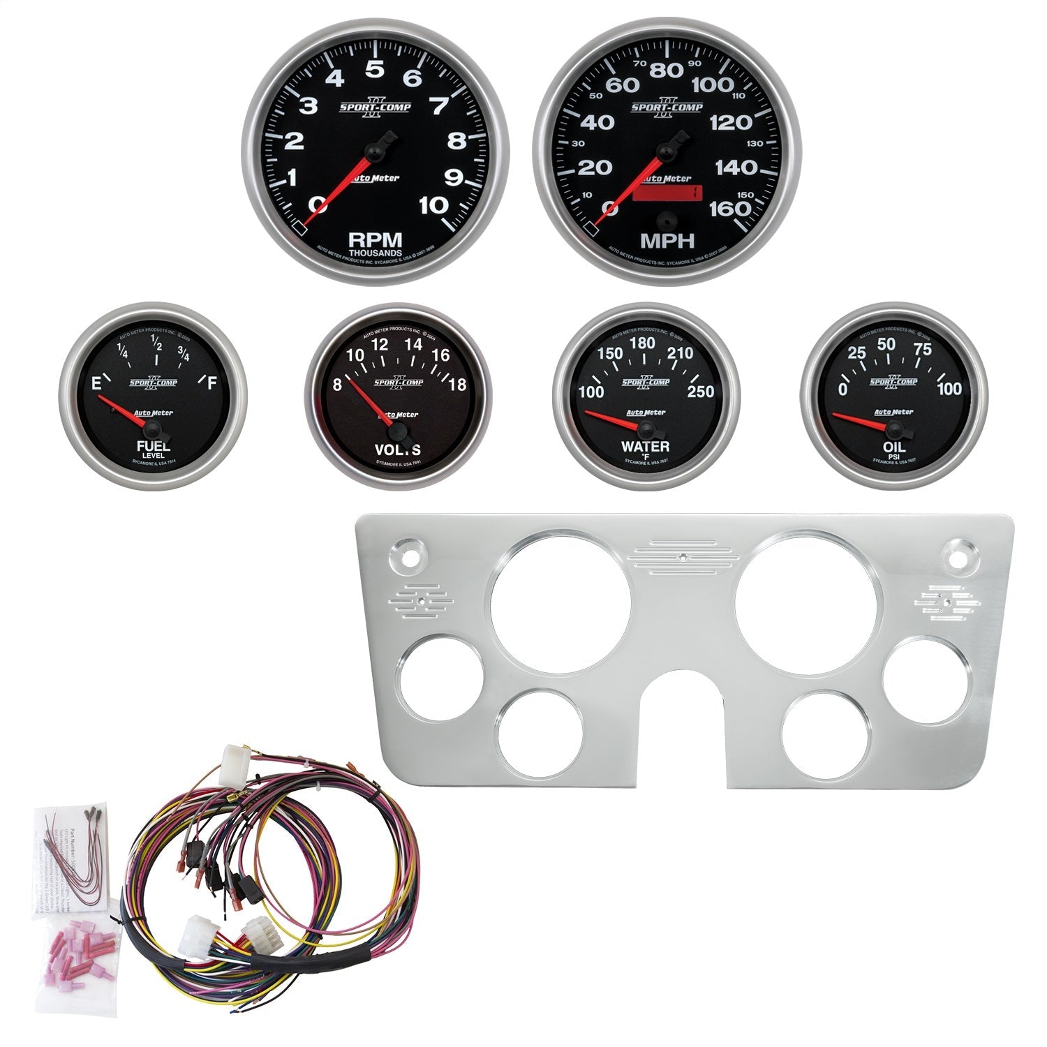 6 GAUGE DIRECT FIT DASH KIT, CHEVY TRUCK 67-72, 6 GAUGE, SPORT-COMP II