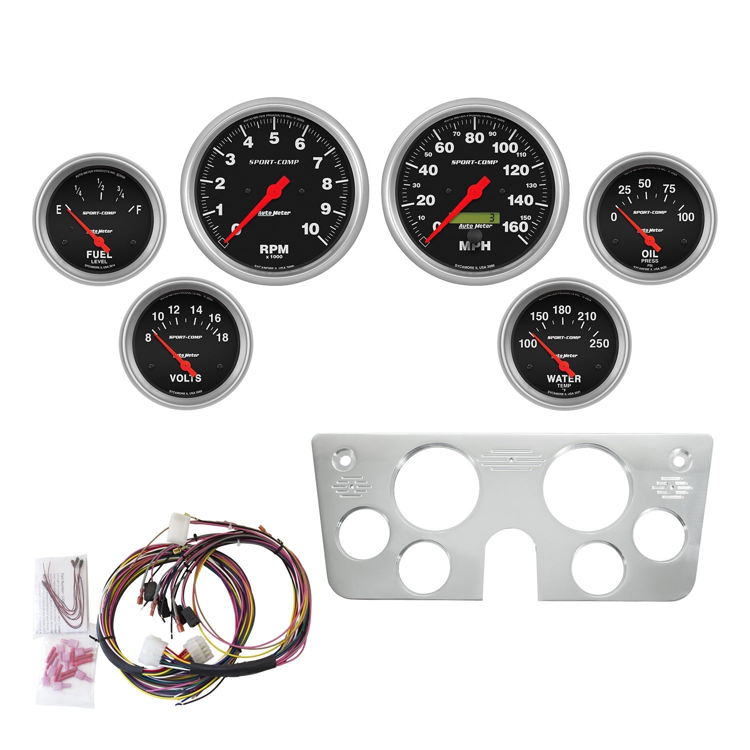 6 GAUGE DIRECT-FIT DASH KIT, CHEVY TRUCK 67-72, SPORT-COMP