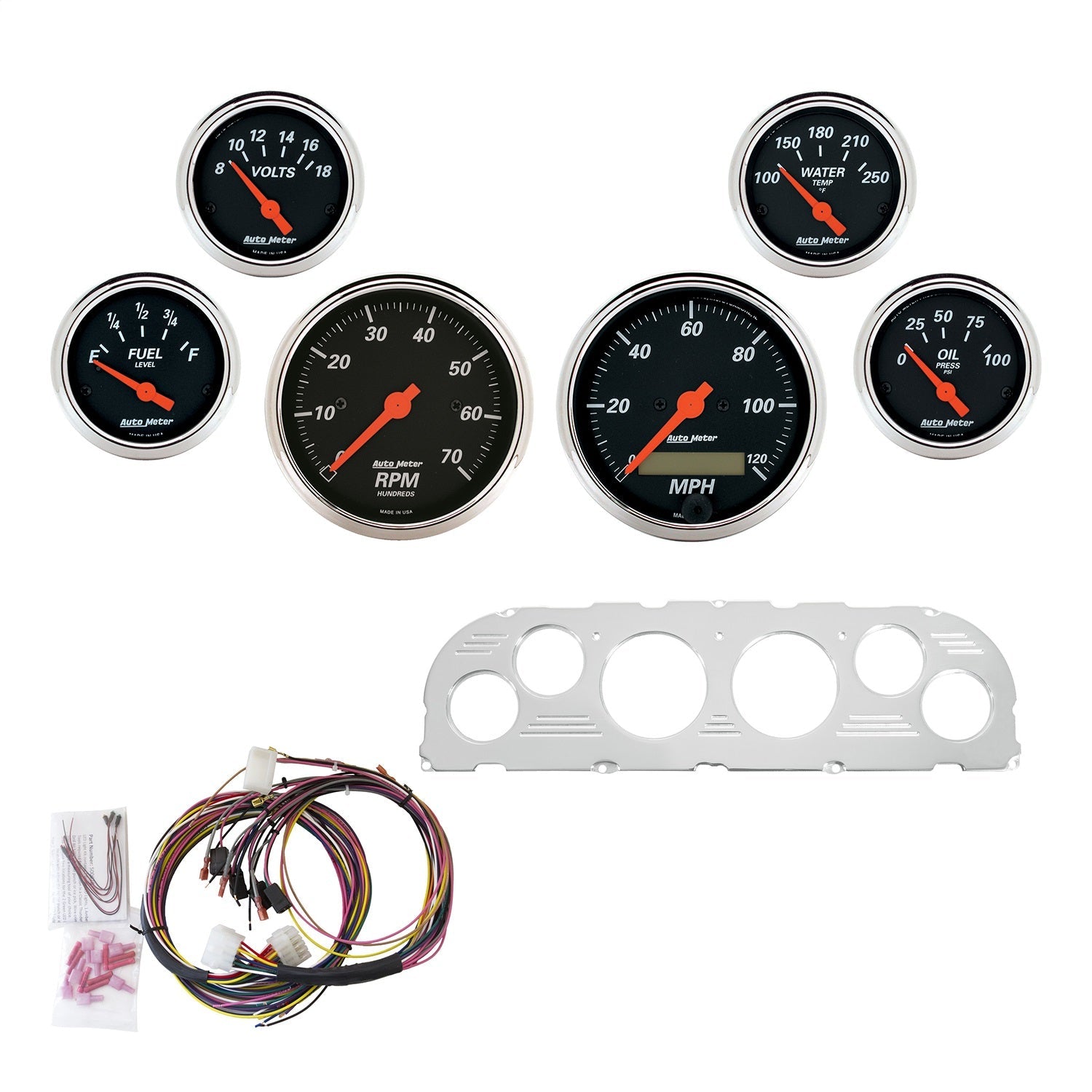 6 GAUGE DIRECT-FIT DASH KIT, CHEVY TRUCK 60-63, DESIGNER BLACK