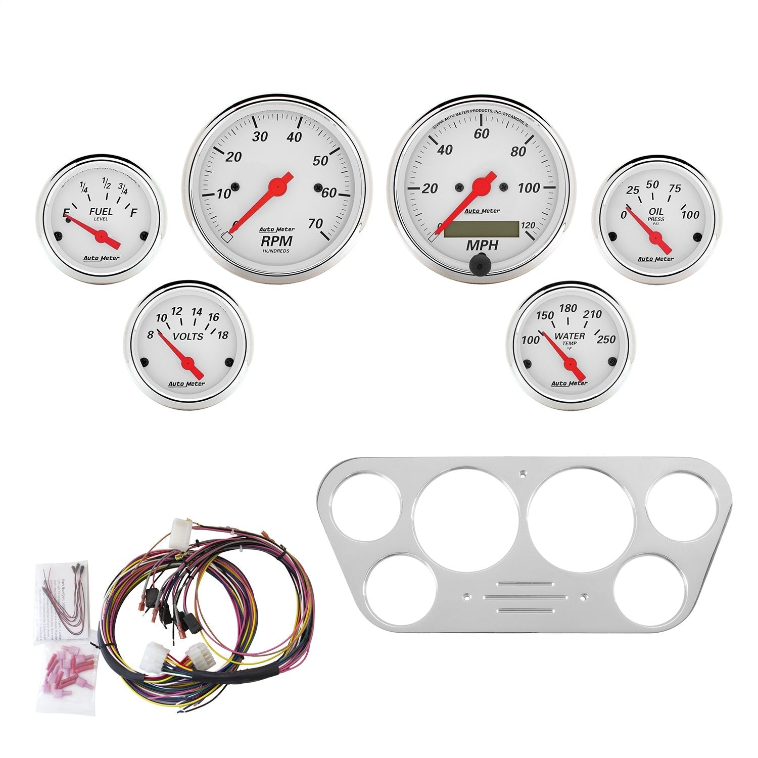 6 GAUGE DIRECT-FIT DASH KIT, FORD TRUCK 53-55, ARCTIC WHITE