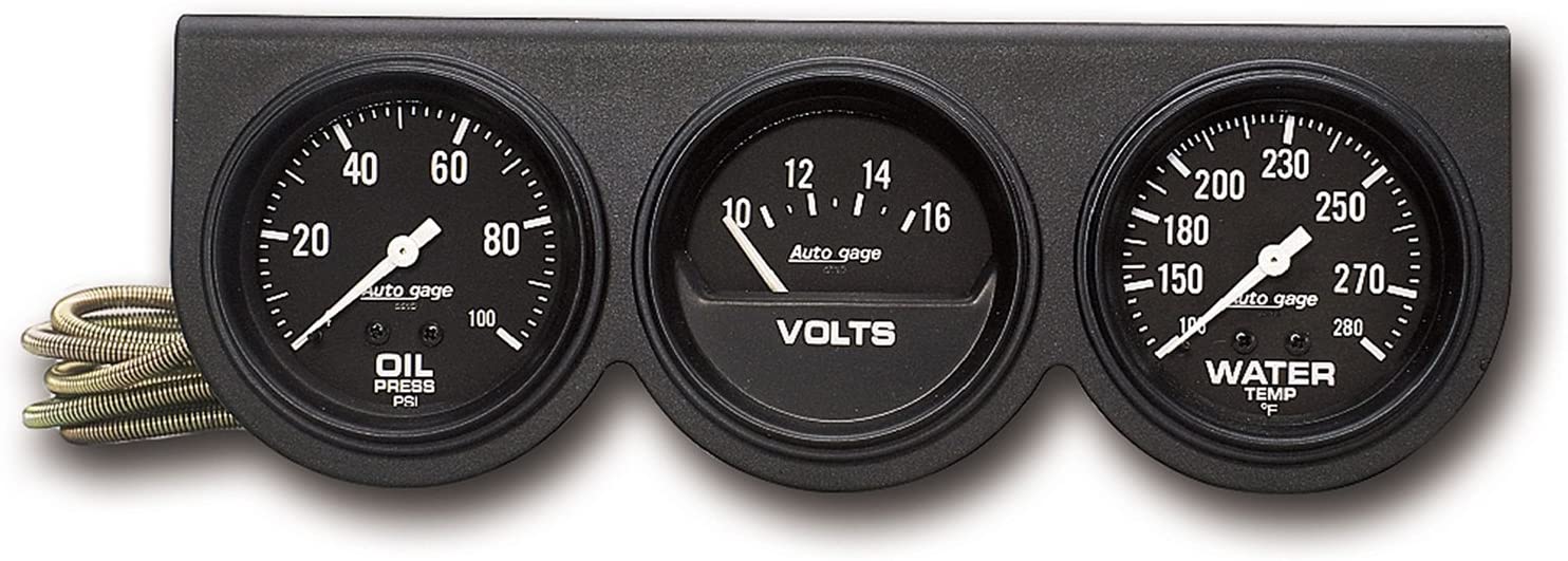 Autometer 2398 Autogage Black Console Oil/Volt/Water Gauge, 2-5/8"