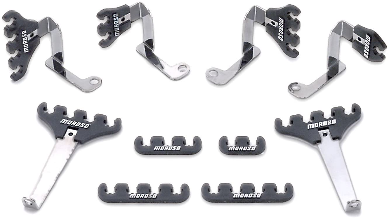 Moroso 72133 Wire Looms - Ford Small Block, Chrome/Black 7-9mm