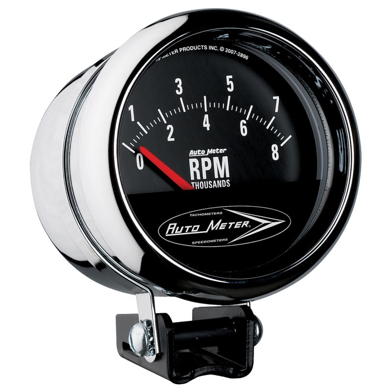 3-3/4" PEDESTAL RETRO TACH, 0-8,000 RPM, SHORT SWEEP, TRADITIONAL CHROME