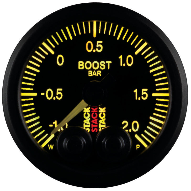 52MM, BOOST PRESS, PRO-CONTROL, BLK, -1 TO +2 BAR, INCL. T-FITTING