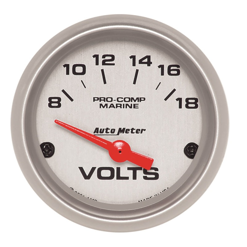 2-1/16" VOLTMETER, 8-18V, MARINE SILVER ULTRA-LITE