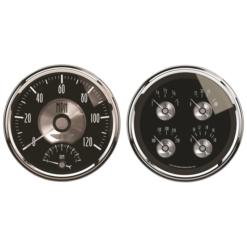 2 PC. GAUGE KIT, 5" QUAD & TACH/SPEEDO, 240-33 ?, PRESTIGE BLK. DIAMOND
