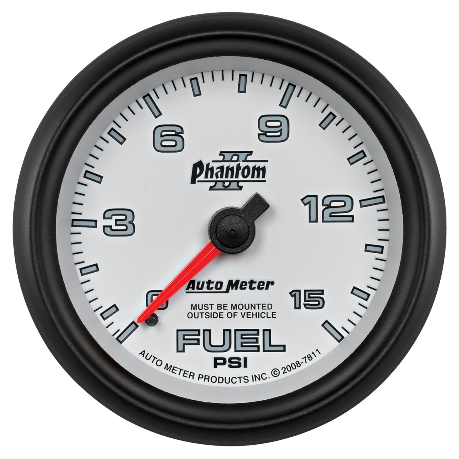 2-5/8" FUEL PRESSURE, 0-15 PSI, PHANTOM II