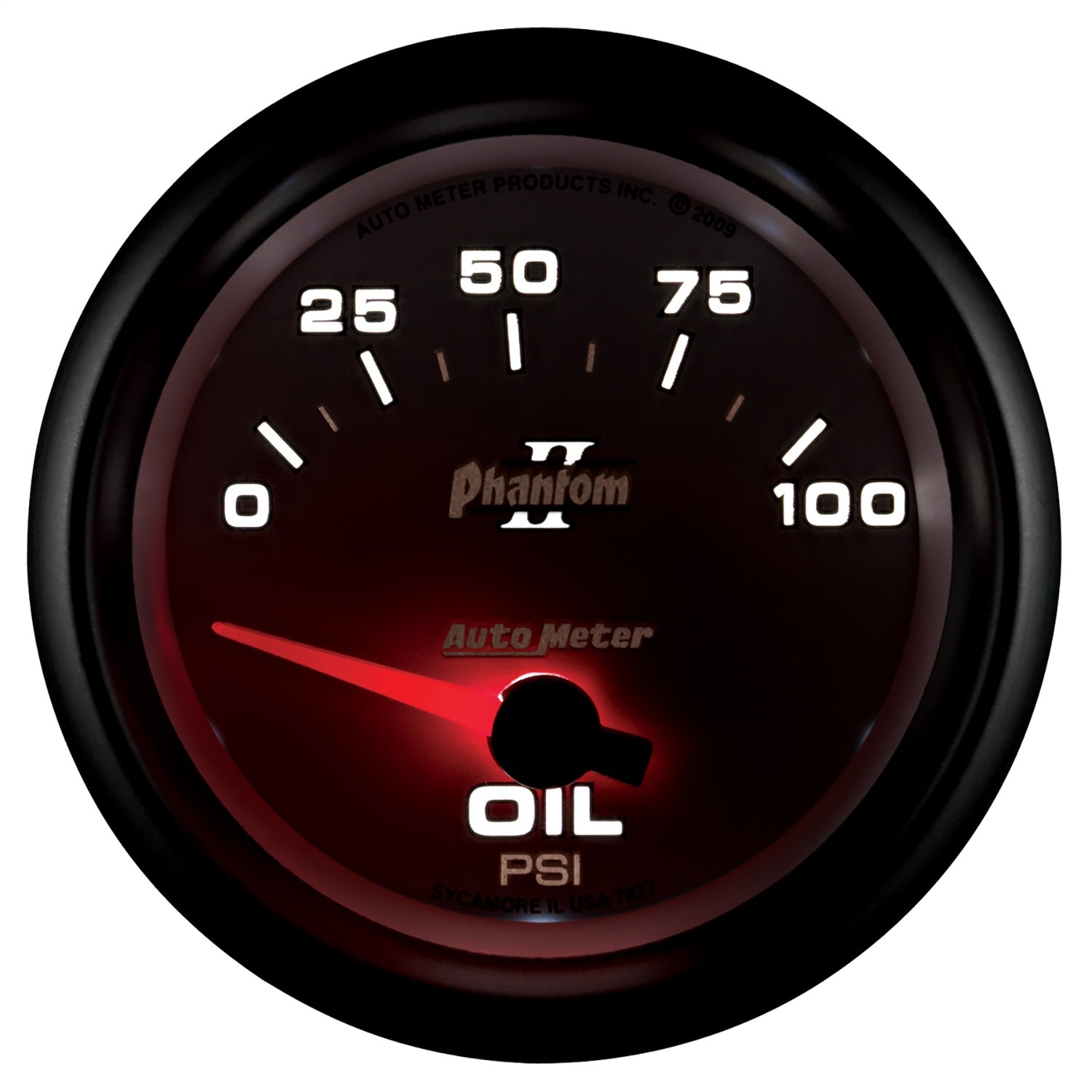 2-5/8" OIL PRESSURE, 0-100 PSI, PHANTOM II