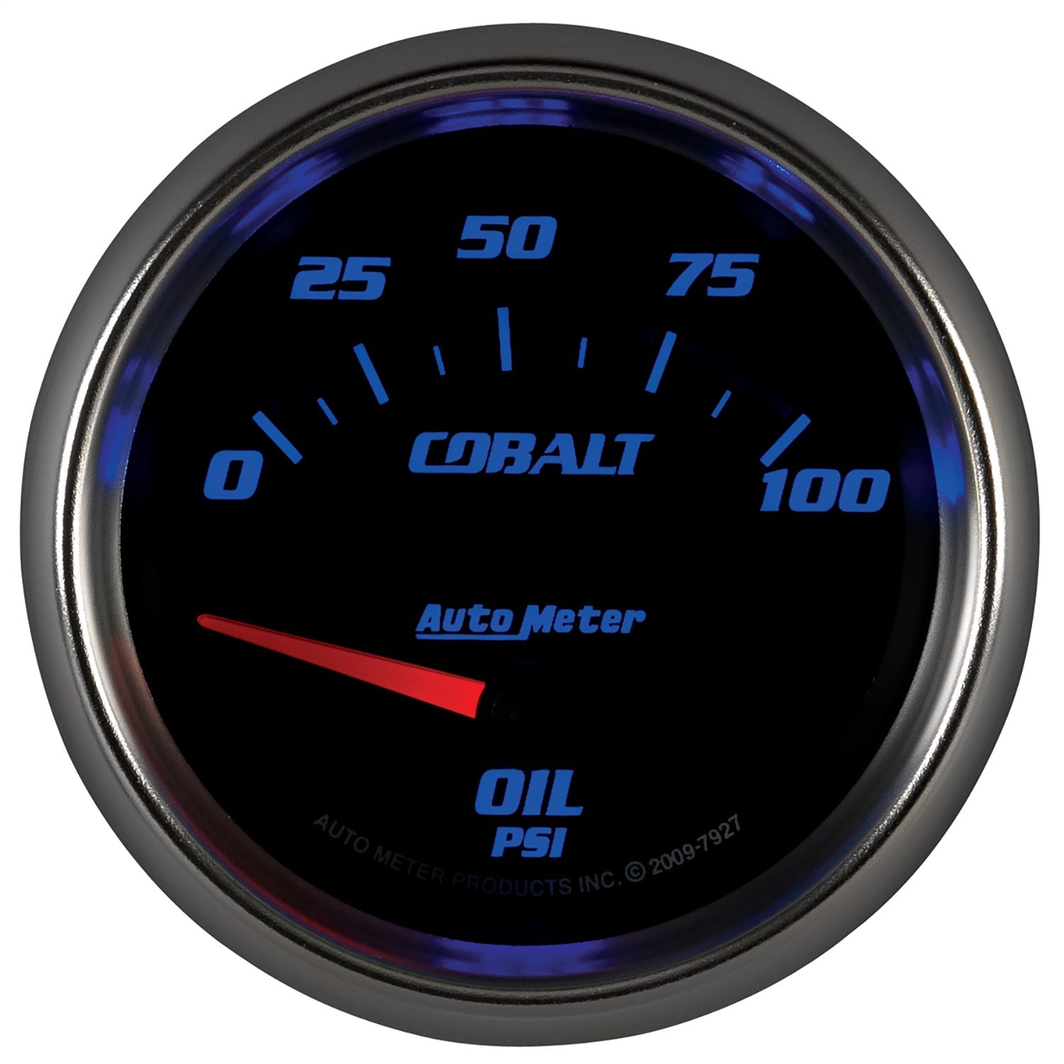 2-5/8" OIL PRESSURE, 0-100 PSI, COBALT