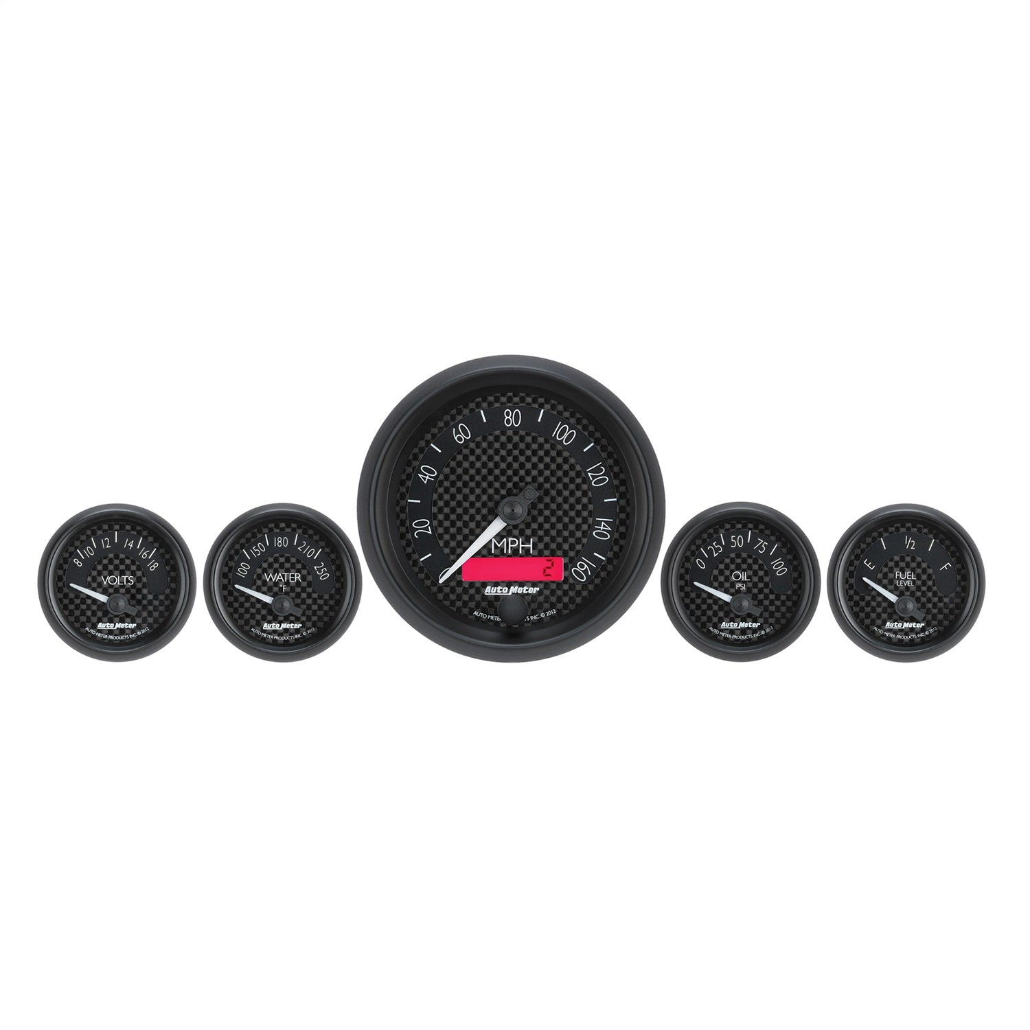 5 PC. GAUGE KIT, 3-3/8" & 2-1/16", ELEC. SPEEDOMETER, GT