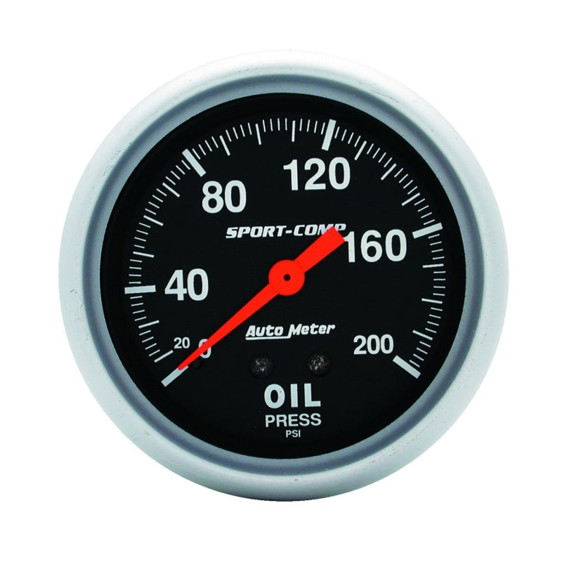 2-5/8" OIL PRESSURE, 0-200 PSI, SPORT-COMP