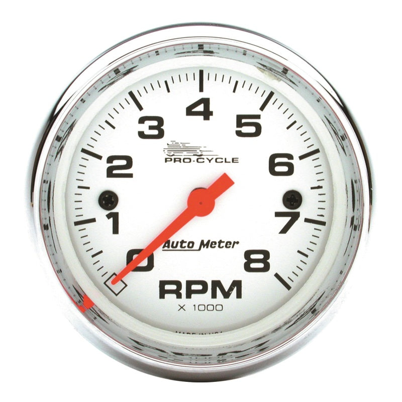 2-5/8" TACHOMETER, 0-8,000 RPM, WHITE, PRO-CYCLE