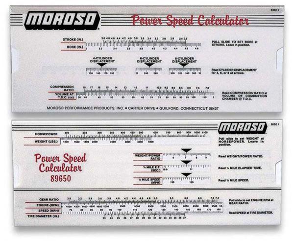 Moroso 89650 Power Speed Calculator