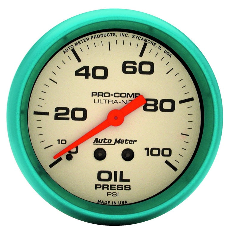 2-5/8" OIL PRESSURE, 0-100 PSI, ULTRA-NITE
