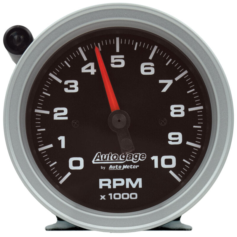 3-3/4" PEDESTAL TACHOMETER, 0-10,000 RPM, BLACK DIAL, W/EXTERNAL SHIFT-LIGHT, AUTO GAGE