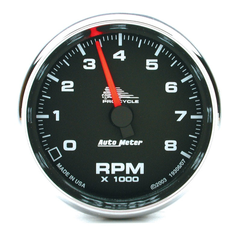 2-5/8" TACHOMETER, 0-8,000 RPM, BLACK, PRO-CYCLE