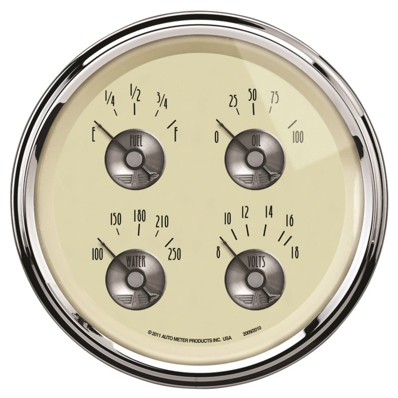 5" QUAD GAUGE, 100 PSI/100-250 °F/8-18V/0-90 ?, PRESTIGE ANTIQUE IVORY