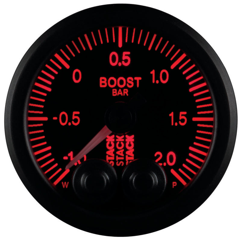 52MM, BOOST PRESS, PRO-CONTROL, BLK, -1 TO +2 BAR, INCL. T-FITTING