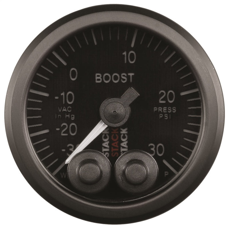 52MM, BOOST PRESS, PRO-CONTROL, BLK, -30INHG TO +30PSI, INCL. T-FITTING
