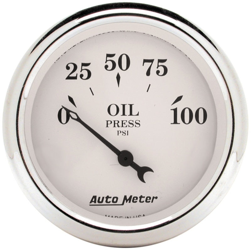 2-1/16" OIL PRESSURE, 0-100 PSI, OLD-TYME WHITE