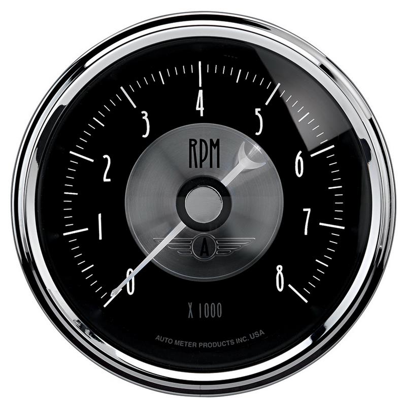 3-3/8" IN-DASH TACHOMETER, 0-8,000 RPM, PRESTIGE BLACK DIAMOND