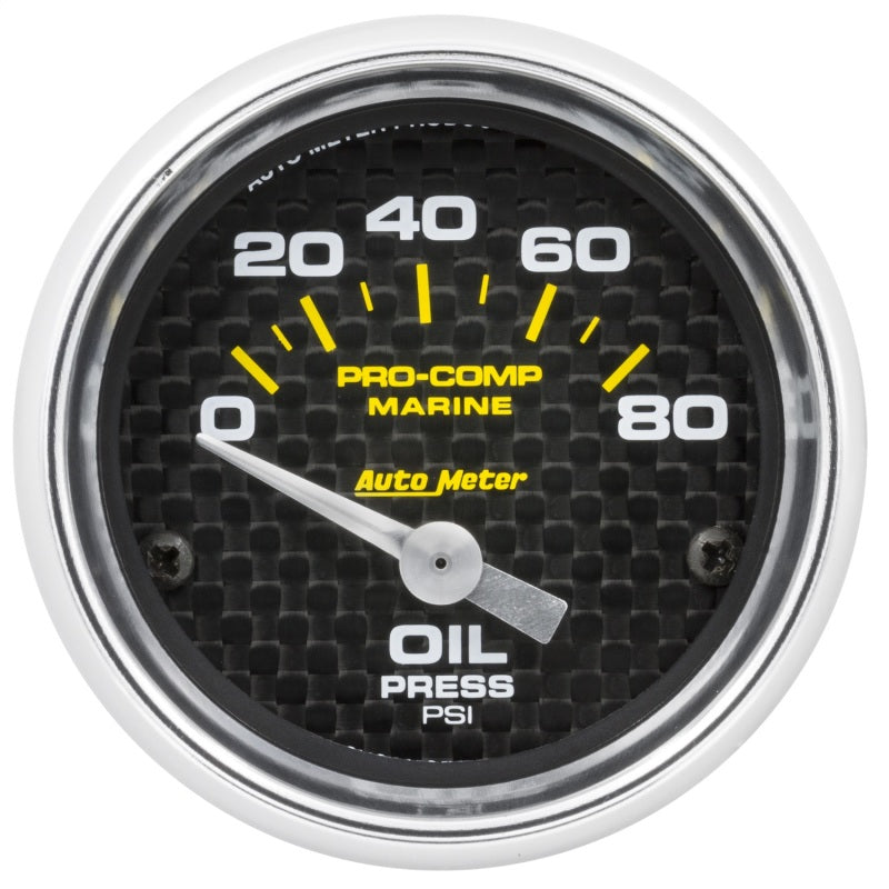 2-1/16" OIL PRESSURE, 0-80 PSI, MARINE CARBON FIBER
