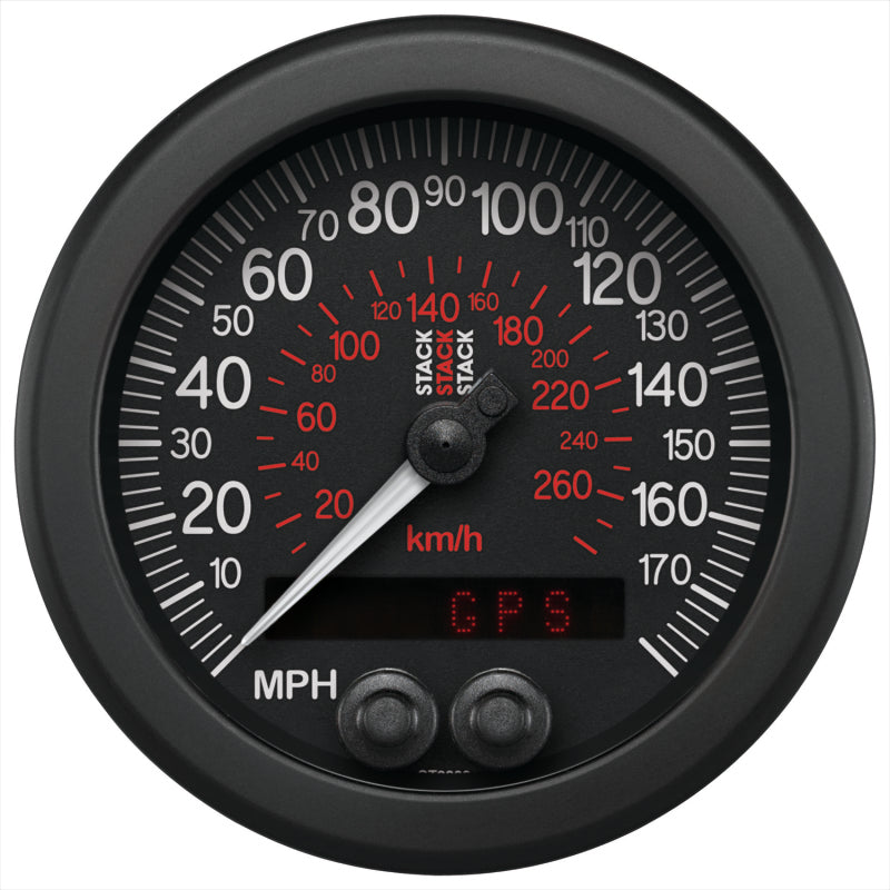 88MM SPEEDOMETER, 0-180 MPH / 290 KM/H, STACK BLK