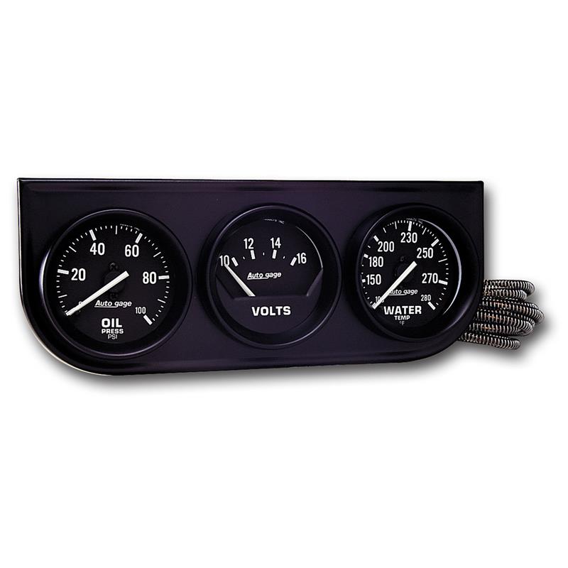 GAUGE CONSOLE, OILP/WTMP/VOLT, 2-1/16", 100 PSI/280 °F/18V, MECH BLK DIAL, BLK BZL, AG