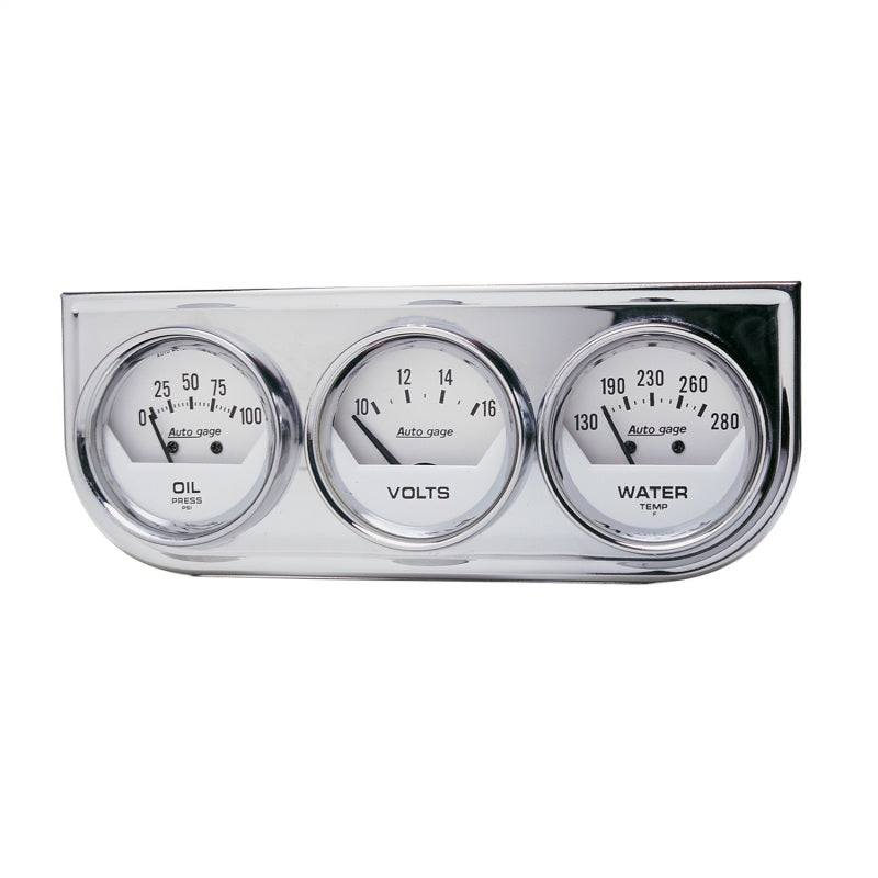 GAUGE CONSOLE, OILP/WTMP/VOLT, 2-1/16", 100 PSI/280 °F/16V, WHT DIAL, CHROME BZL, AG