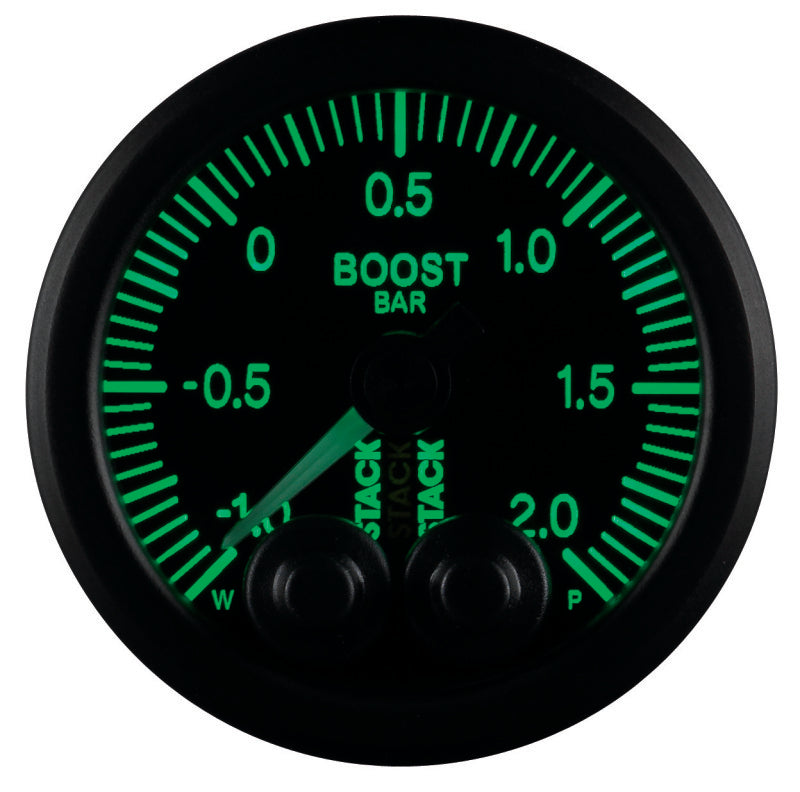 52MM, BOOST PRESS, PRO-CONTROL, BLK, -1 TO +2 BAR, INCL. T-FITTING
