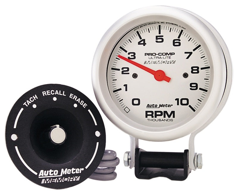 3-3/4" PEDESTAL TACHOMETER, 0-10,000 RPM, PEAK MEM, ULTRA-LITE