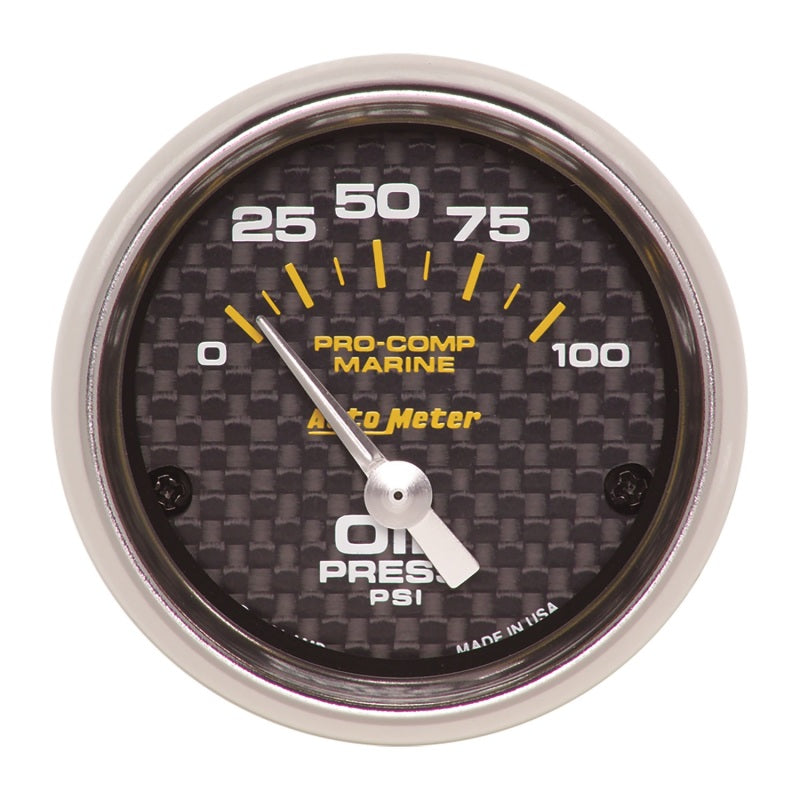 2-1/16" OIL PRESSURE, 0-100 PSI, MARINE CARBON FIBER