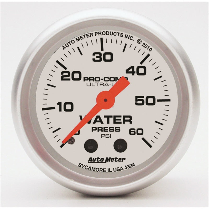 2-1/16" WATER PRESSURE, 0-60 PSI, ULTRA-LITE