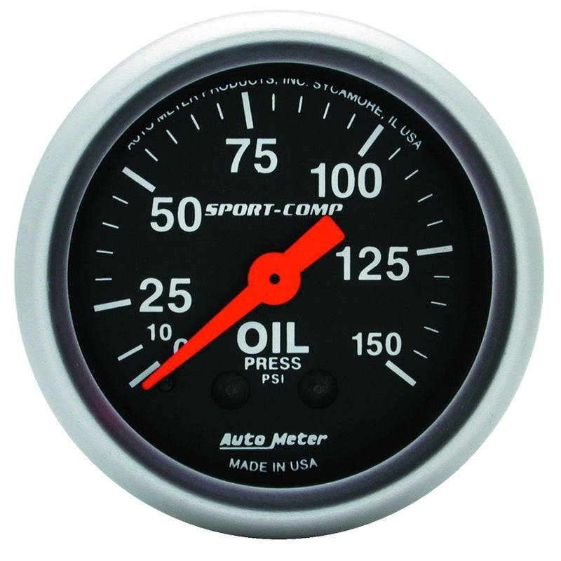 2-1/16" OIL PRESSURE, 0-150 PSI, SPORT-COMP